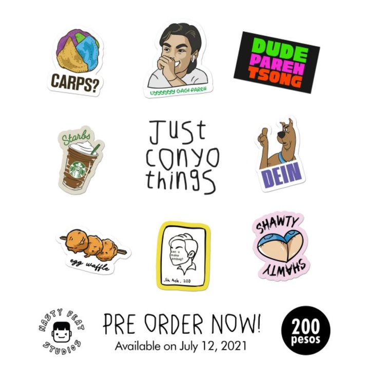 Nasty Feat Studios - New sticker pack alert! JUST CONYO THINGS 7 + 1  Waterproof leather laminate stickers Now available Shopee link below