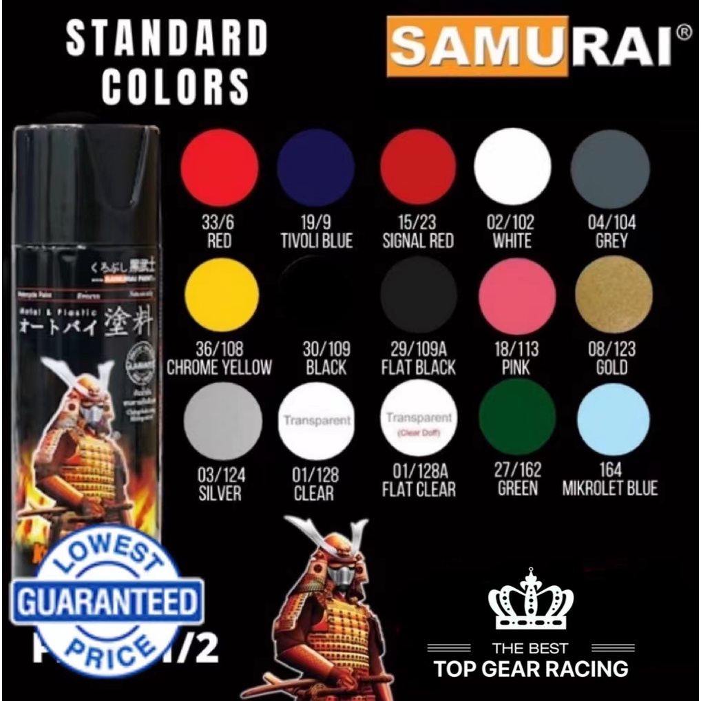 SAMURAI PAINT - Motorcycle Spray Paint STANDARD/High Temp/ Black Spray ...