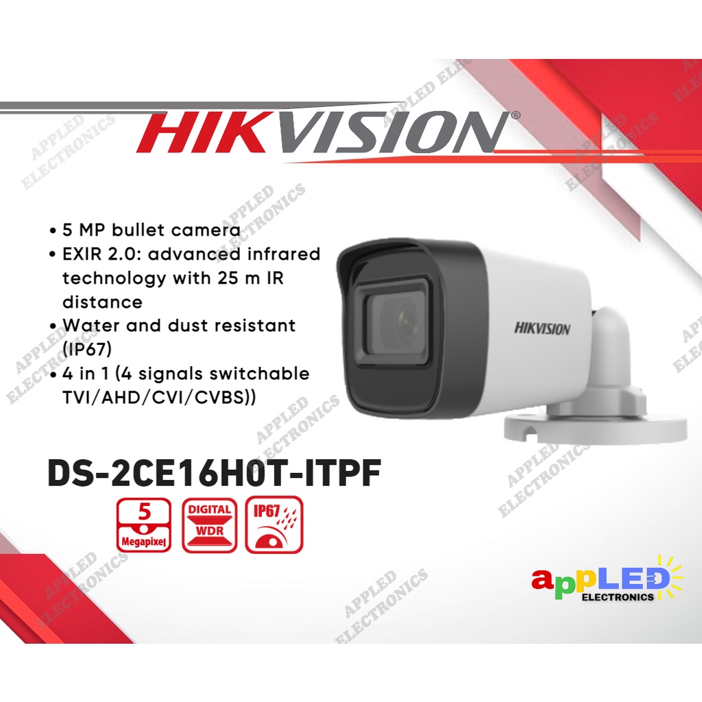 Hikvision DS-2CE16H0T-ITPF (C) 5MP Bullet Analog Infrared CCTV Camera ...