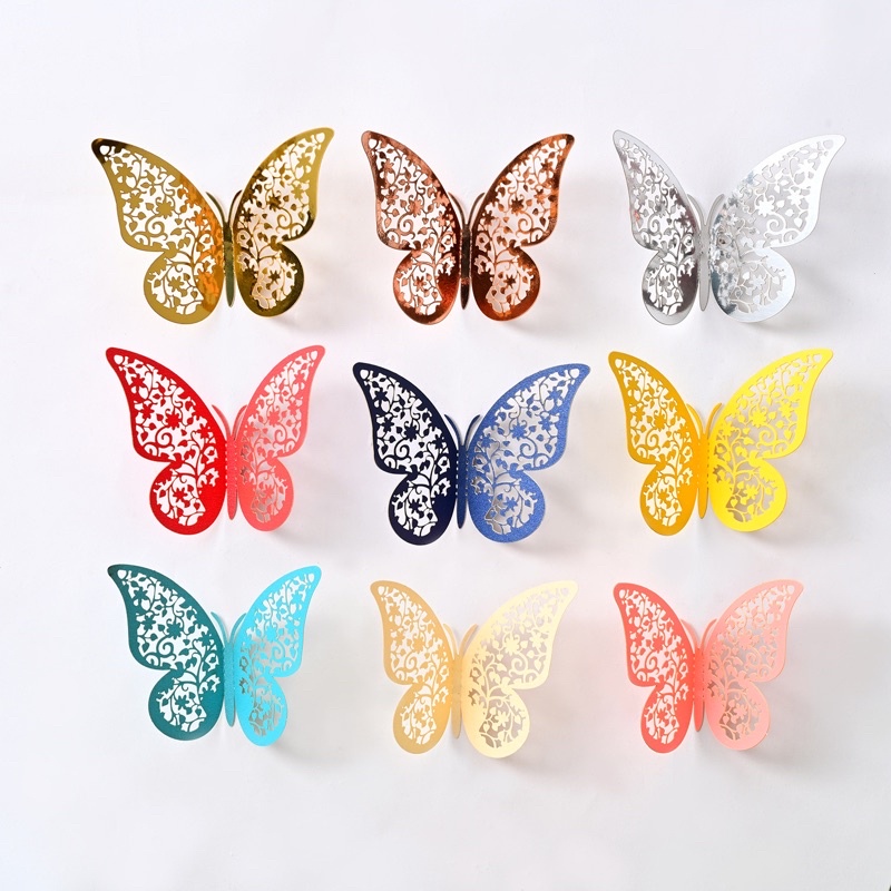 12pcs/6pcs per set3D Hollow Butterfly Wall Sticker DIY Home Decoration ...