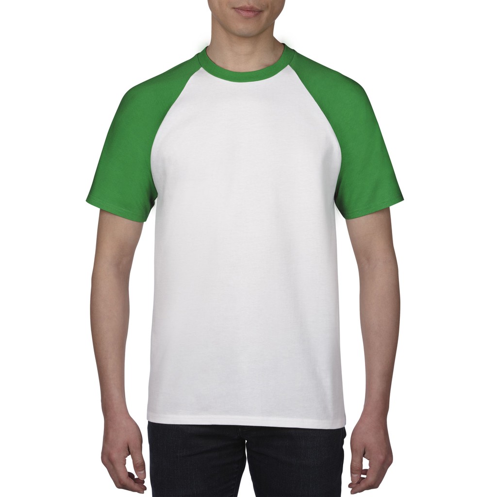 Gildan Premium Adult Raglan T Shirt White Irish Green Shopee Philippines