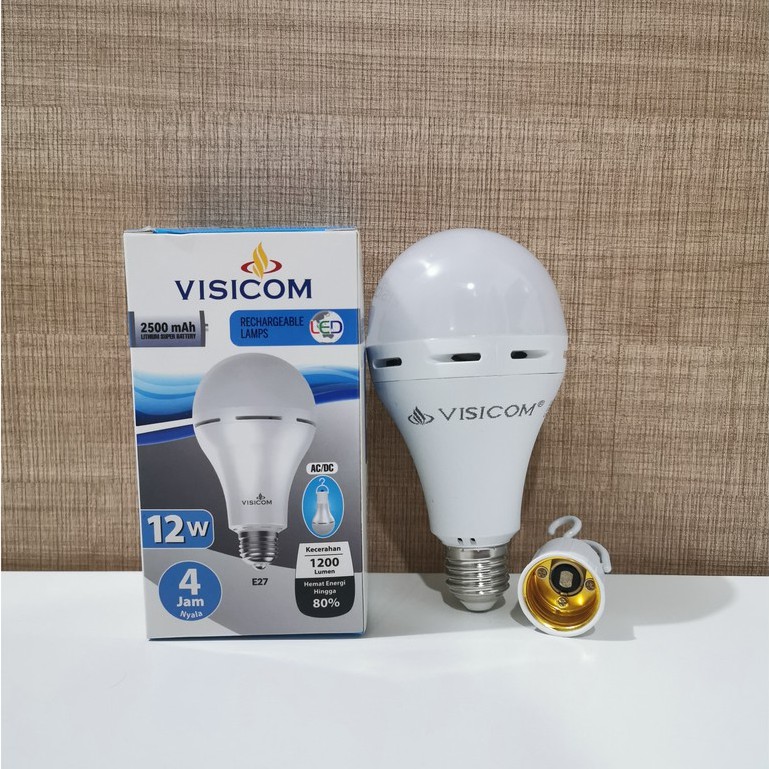 Visicom Lampu LED Bulb Rechargeable 2500 mAh 12W Putih | Shopee Philippines