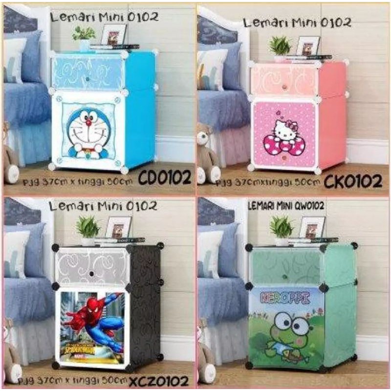 Portable 2-tier mini Wardrobe/Character bedside table Rack | Shopee ...