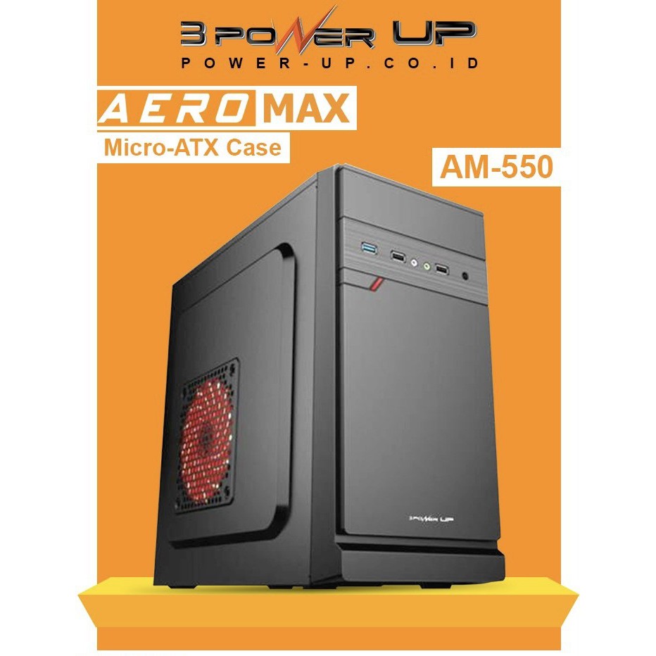Pc Case Computer Case POWER UP Micro-ATX AEROMAX with PSU 500W | Shopee ...