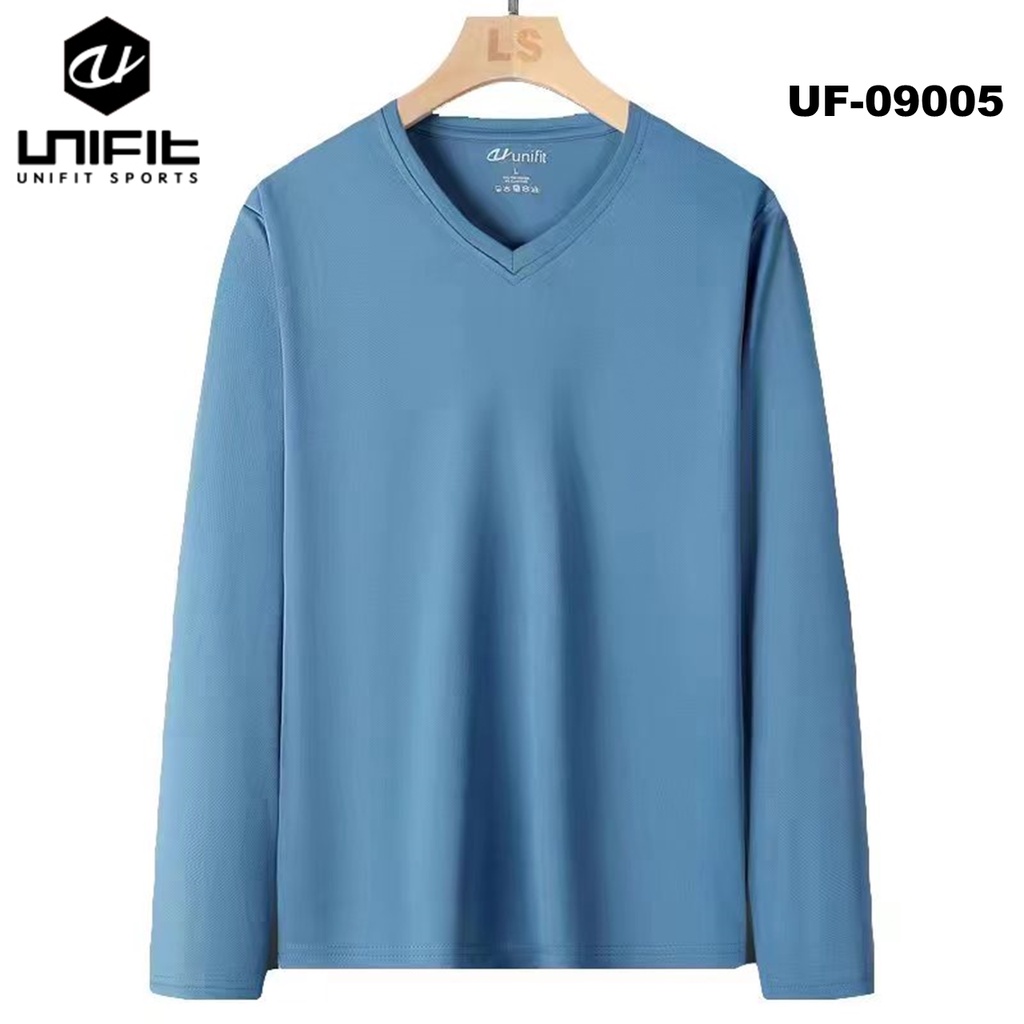 UNIFIT Men's Dri-Fit Casual Long Sleeve Shirts Plain V-Neck Uf-09005 ...