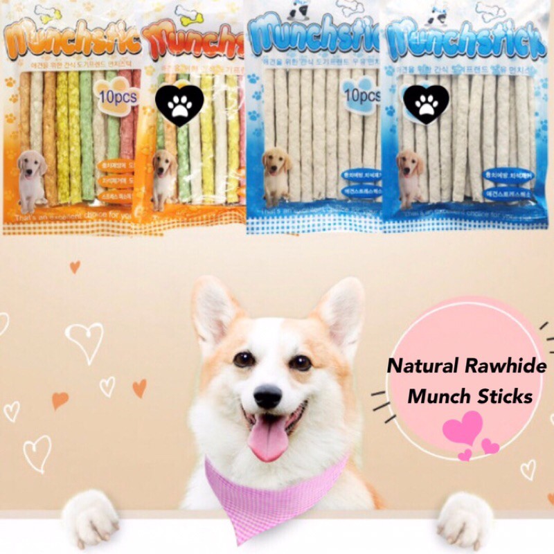 Dental effects Dog Treats Natural Rawhide Munch Chews Sticks / Pet Food Cat Dog Snack Shopee