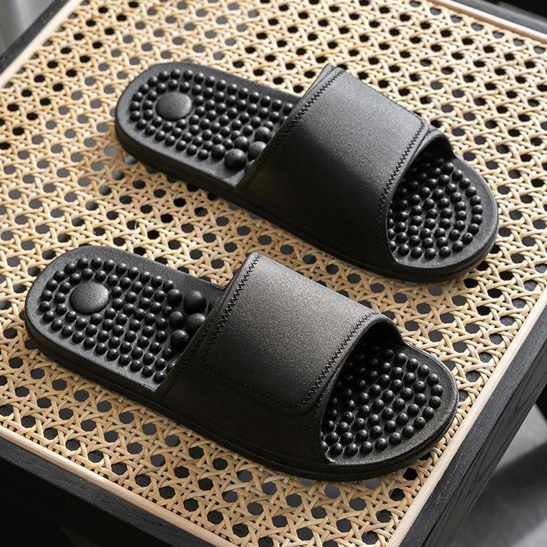 men slippers shoes Black foot acupuncture point massage home in door  outdoor wear non-slip bathroom