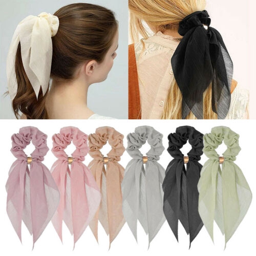 Elastic Ponytail Scarf Bow Elastic Hair Rope Tie Scrunchies Ribbon Hairtie  Bands