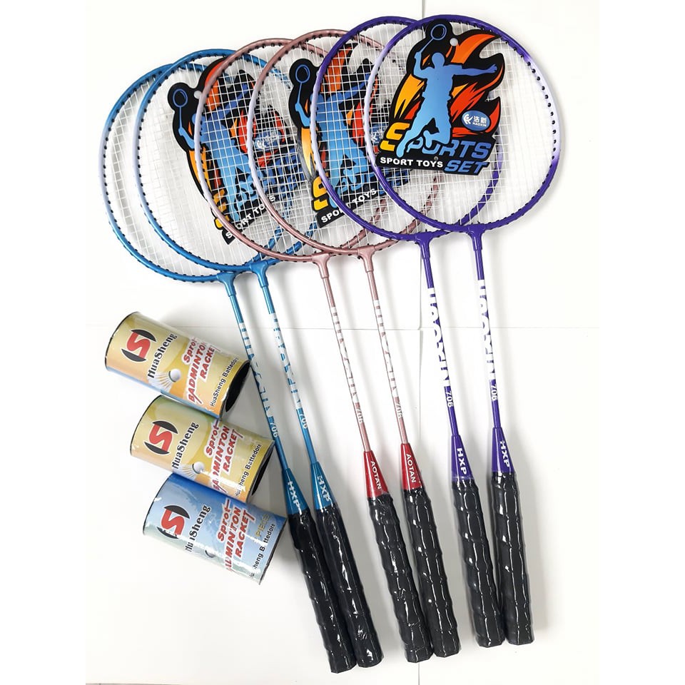 Badminton racket set 2pcs double racket with free shuttlecock for