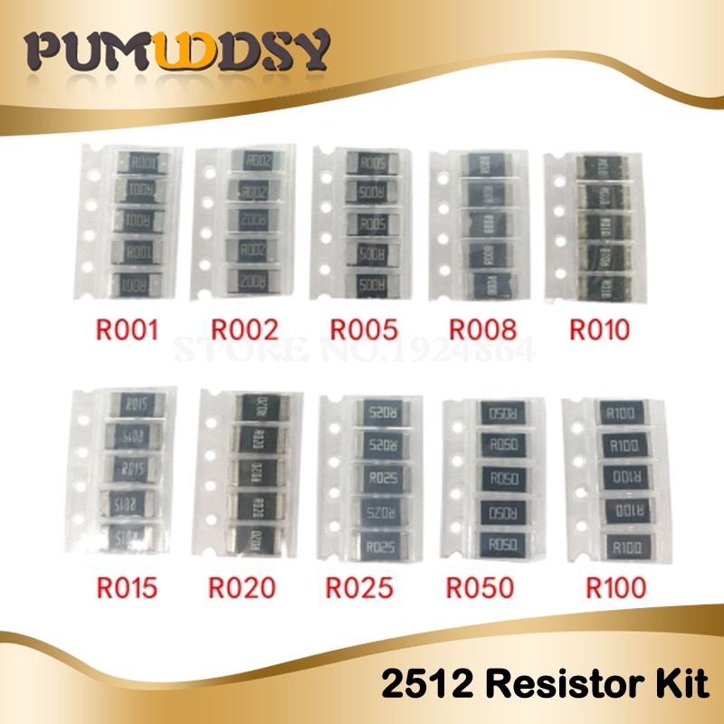 50PCS Alloy resistance 2512 SMD Resistor Samples kit ,10 kindsX5pcs ...