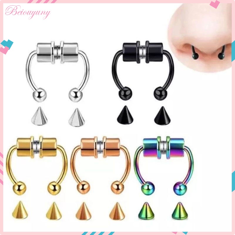 Hip Hop Magnetic Ring Party Bar Septum Rings Fake Piercing Nose Ring ...