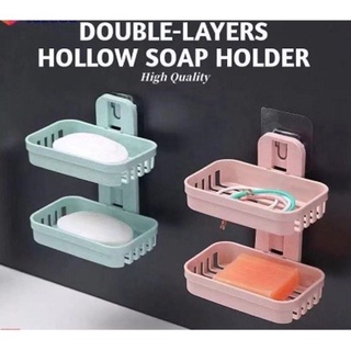 Soap Bar Holder Double Layer Strong Sponge Holder Wall Mounted