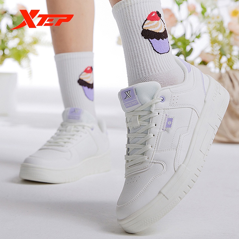 XTEP Mu Bai Women's Sneakers Breathable Soft Female Sports Casual Shoes Fashion  Ladies White Shoes