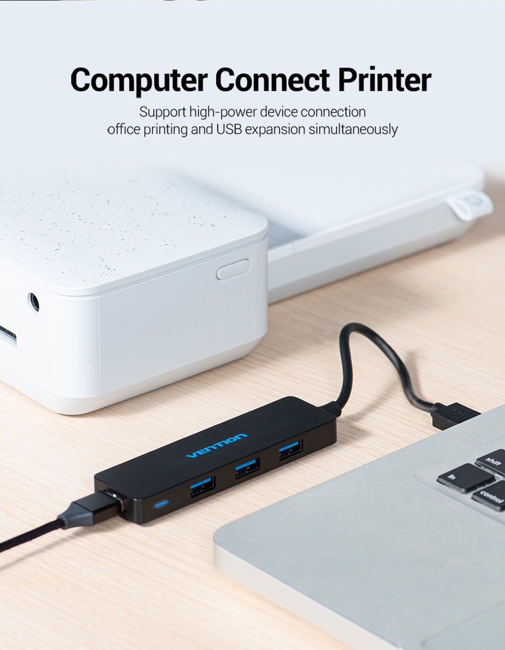 New Vention USB Hub with 4 Ports Splitter, Fast Speed USB 3.0, Plug and ...