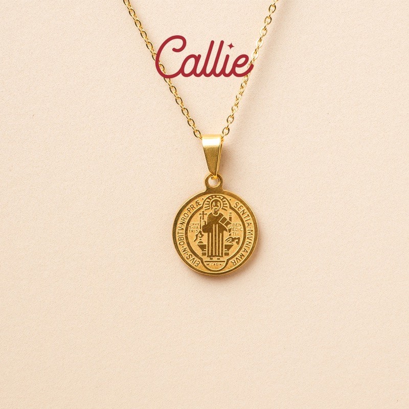 Callie Stainless Steel St. Benedict Medallion Necklace Shop Callie