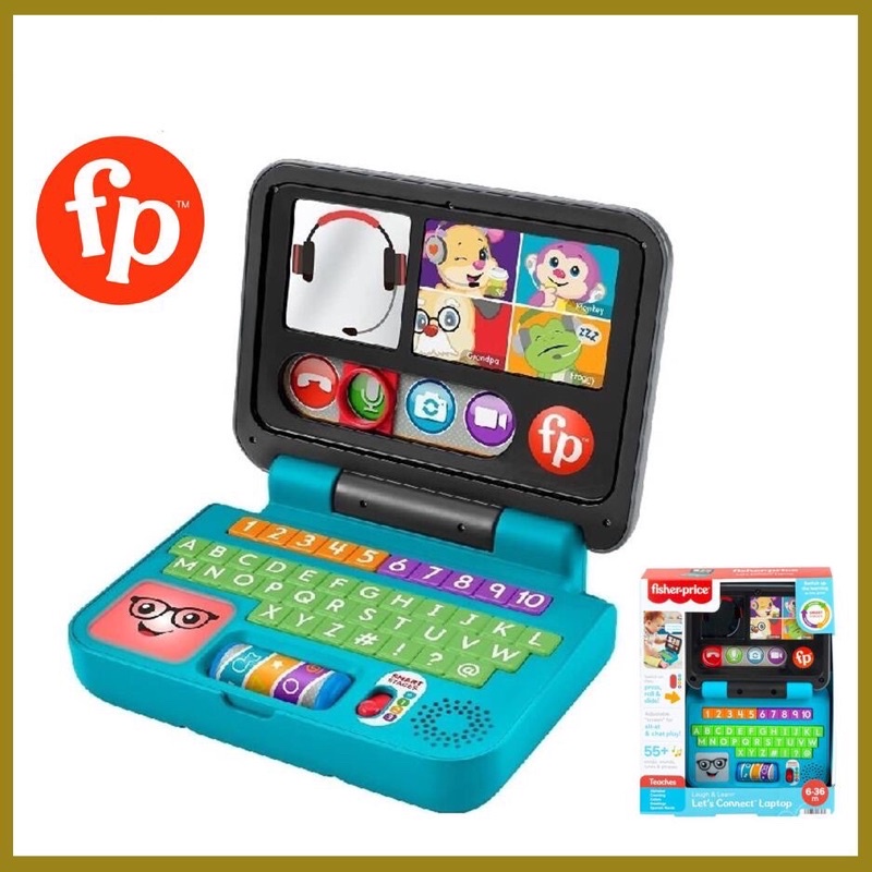 Fisher-Price Laugh & Learn Let’s Connect Laptop – Ordenador Portátil Educativo Bilingüe (alemán) – Juguete Interactivo Para Niños +18 Meses