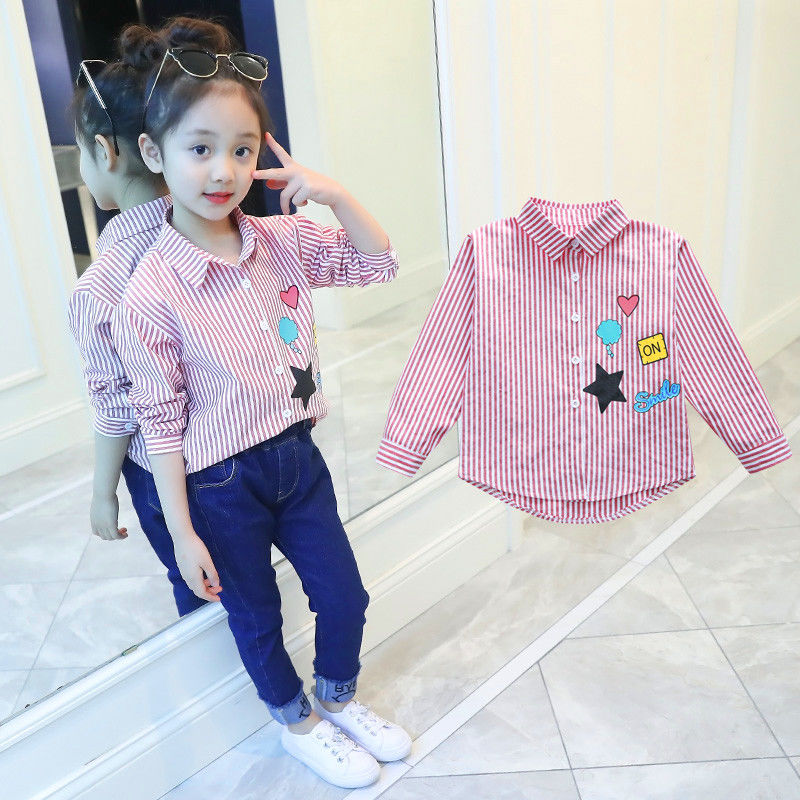 Blouse Kids Girl Baby Girls Shirts Girls Tops Long Sleeves Cotton Striped  T-Shirts