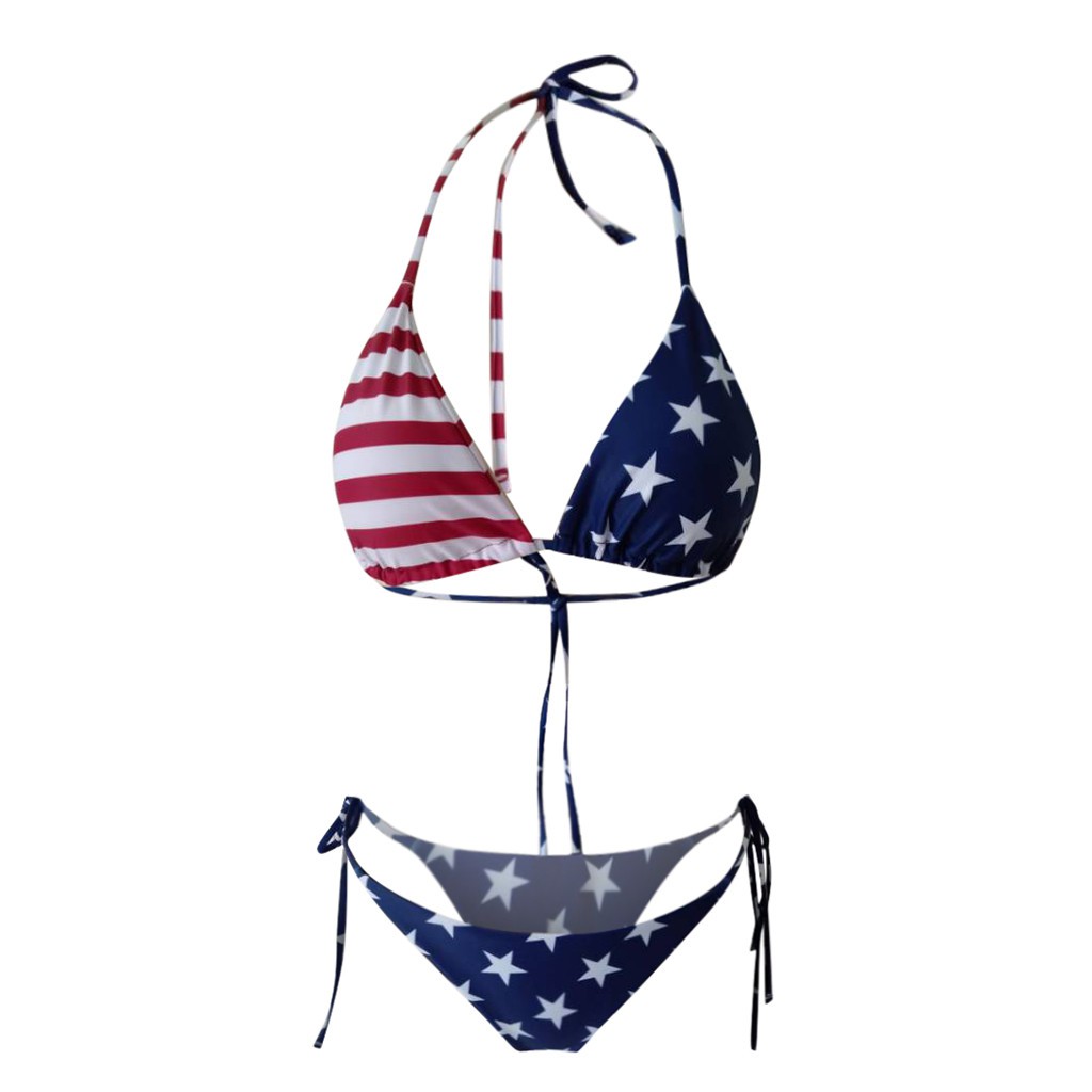 Simba Ph Simba Ph Womens Sexy American Flag Print High Cut Leg Bikini Set Two Piece Swimsuit