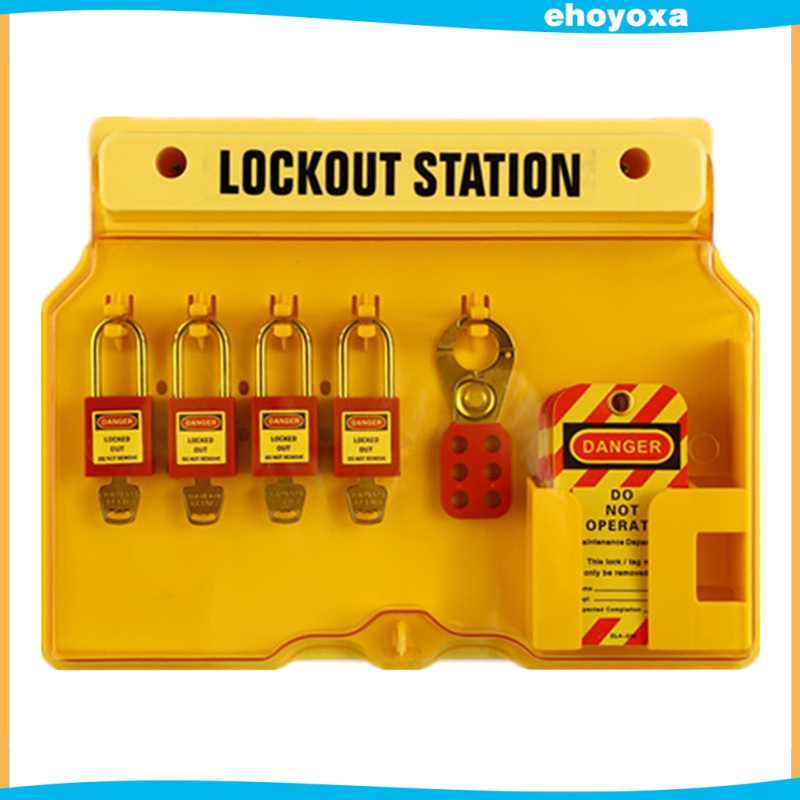 Wall Mounted Lockout Station Padlocks Tag Out Hasp Board Covered Group ...