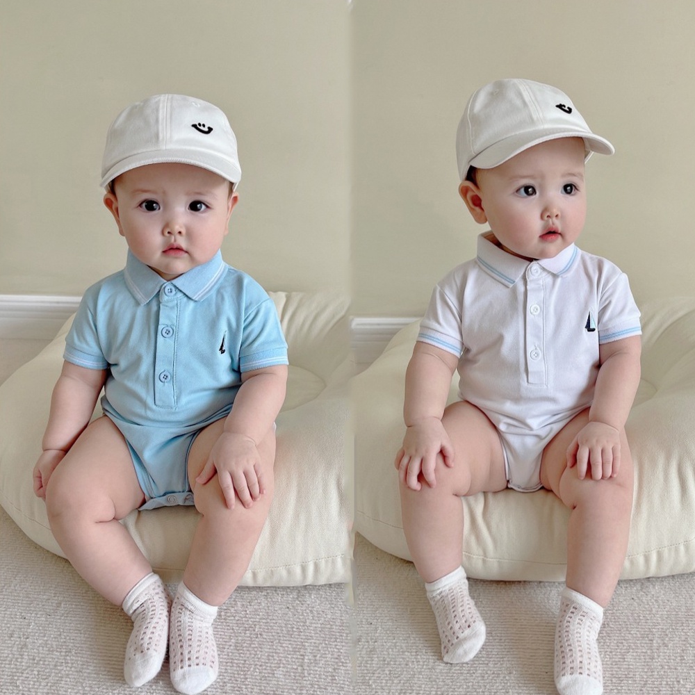 Baby Romper Summer Newborn Baby Boy Polo Short Sleeve Bodysuit Jumpsuit Casual Toddler Clothes Shopee Philippines