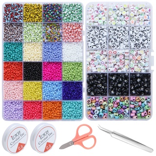 6000 PCS Clay Beads for Bracelet Making,24 Colors 6mm Flat Round Polymer  Clay Beads with Pendant Charms Kit Letter Beads and Elastic Strings for