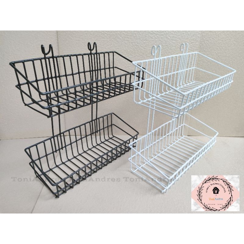 (Double) Grid Basket Wire Wall Hanging Basket with hooks Kitchen ...