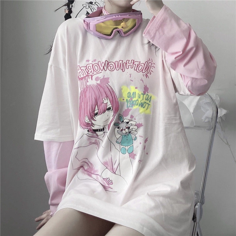 Autumn T-shirt Anime Print Beautiful T-shirt Women's Short Sleeve ...