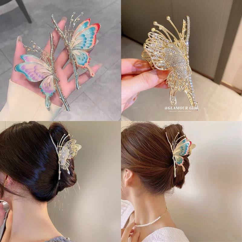 Gold metal hair Clips Colorful Butterfly Hair Clamp Hair Clip for Girl