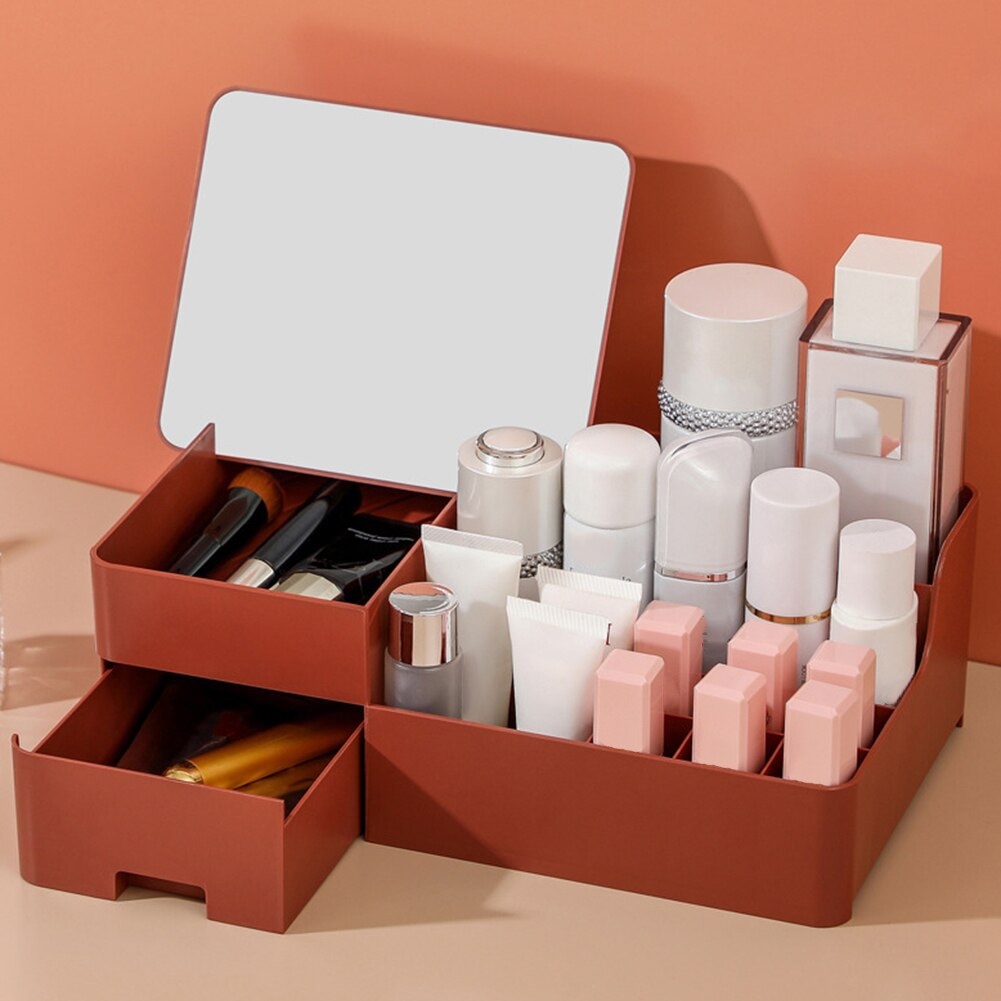 Makeup Desk Organizer with Drawers - Countertop With Mirror for ...