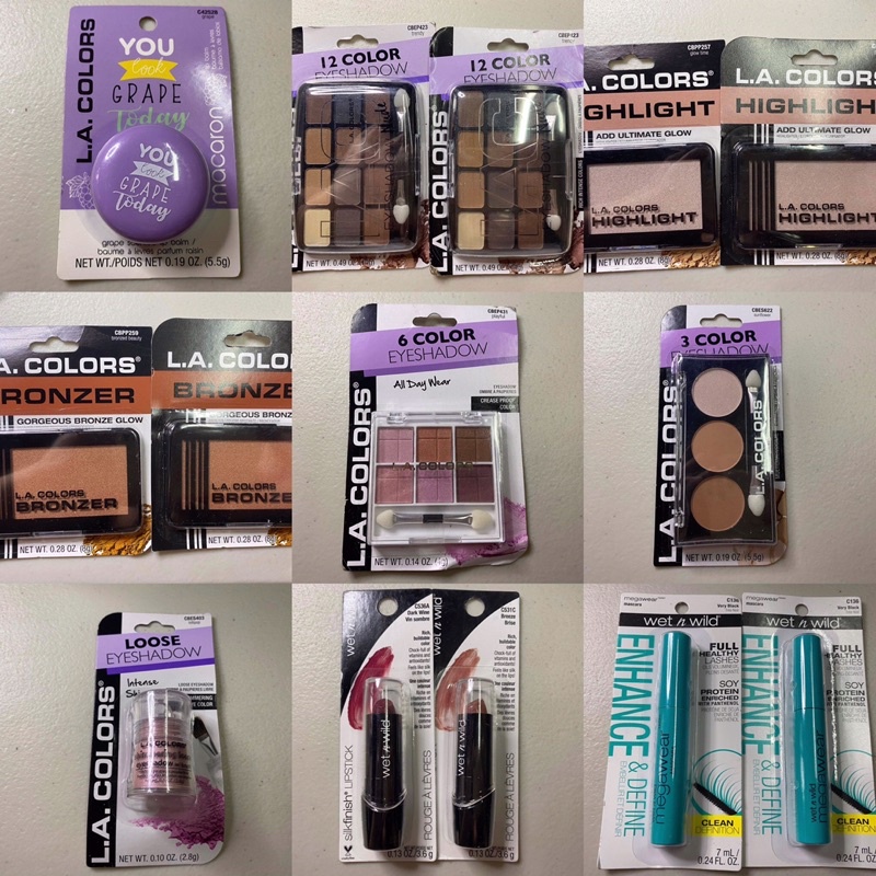 LA Colors Make Up (eyeshadow, pressed powder, gloss, eyeliner) Shopee