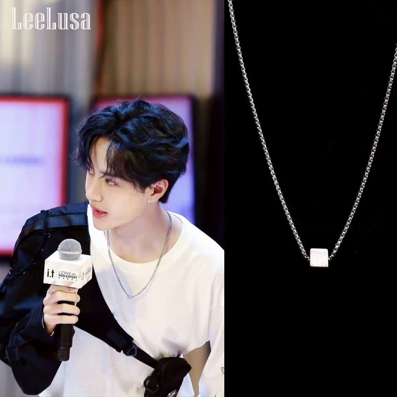 Cube Pendant Necklace New Kpop Idol YIBO Stainless Steel Necklaces