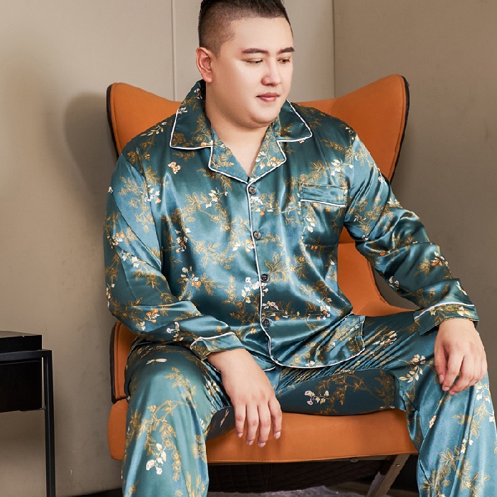 Men Plus Size 3XL 5XL Silk Satin Pyjamas Set Male Long Sleeve Loose Sleepwear Pajamas Nightwear Homewear Shopee Philippines