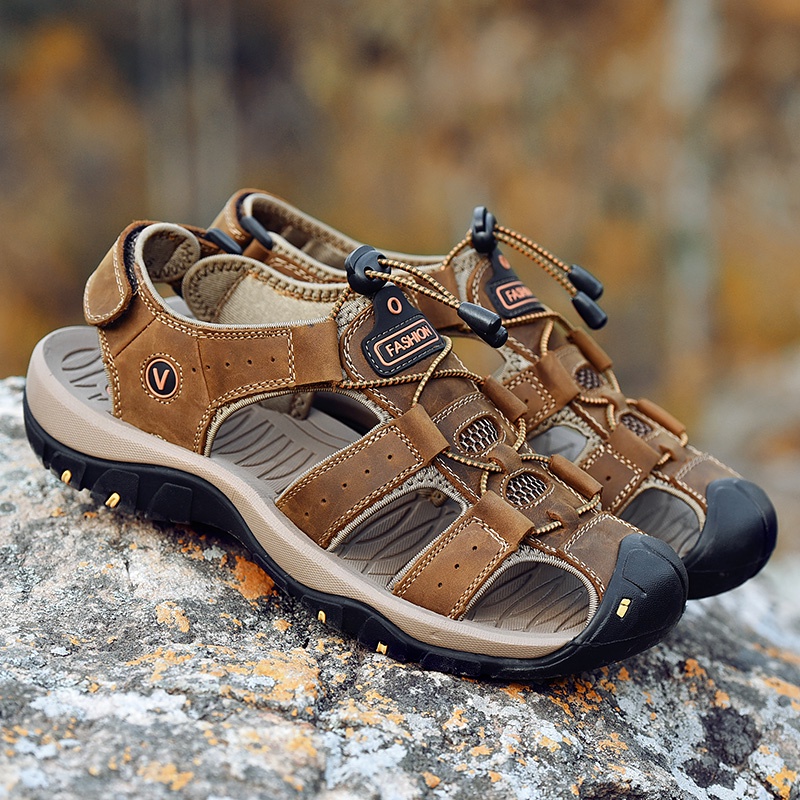 2021 Outdoor Hiking Sandals Men Big Size Brown Beach Roman Sandals