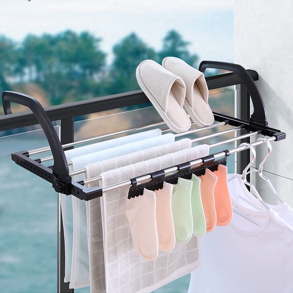 Portable Clothes Drying Rack For Balcony Railings Windowsill ...