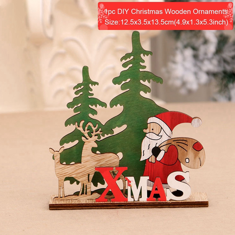 Wooden Christmas Ornaments Elk Snowman Santa Claus Merry Christmas