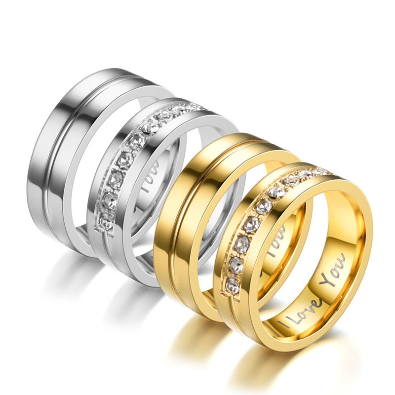 AIMAOMI Titanium Steel Zircon Ring For Women & Men - Minimalist Black, Size 10, Inlaid Zircon, Couple Ring - View #11