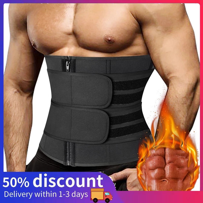 Men Fat Burning Thermo Tummy Tuck Belt Body Shaper Girdle Slimming Waist  Trainer