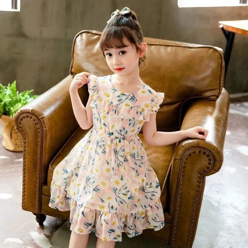 Kids suit3 Korean print princess dress for girls 5 summer fashion print ...