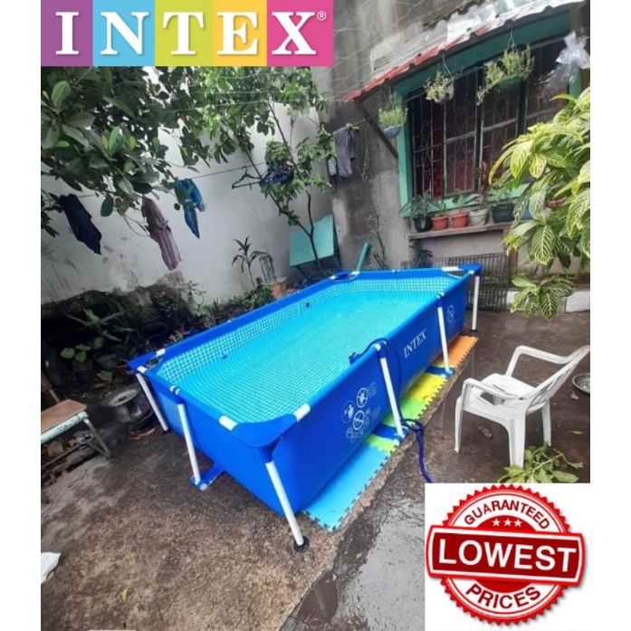 INTEX 28271 Heavy Duty Rectangular Frame Swimming Pool Portable (2.60m ...