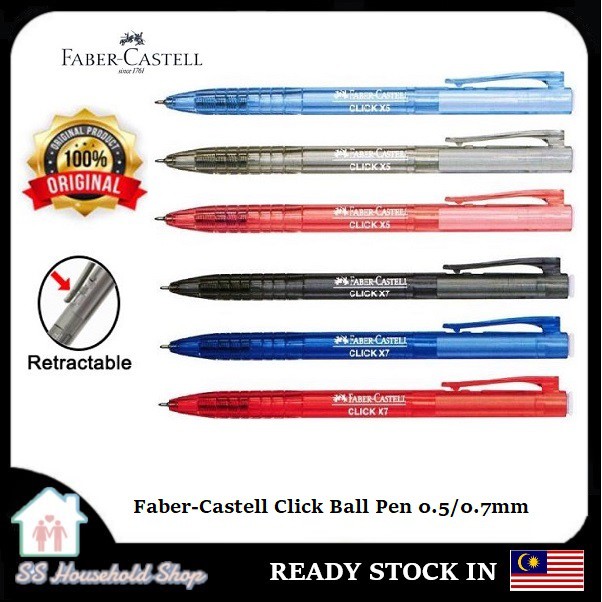 Faber-Castell Click X5 X7 Ball Pen 0.5/0.7mm Blue Black Red Pen/ FC X5 ...