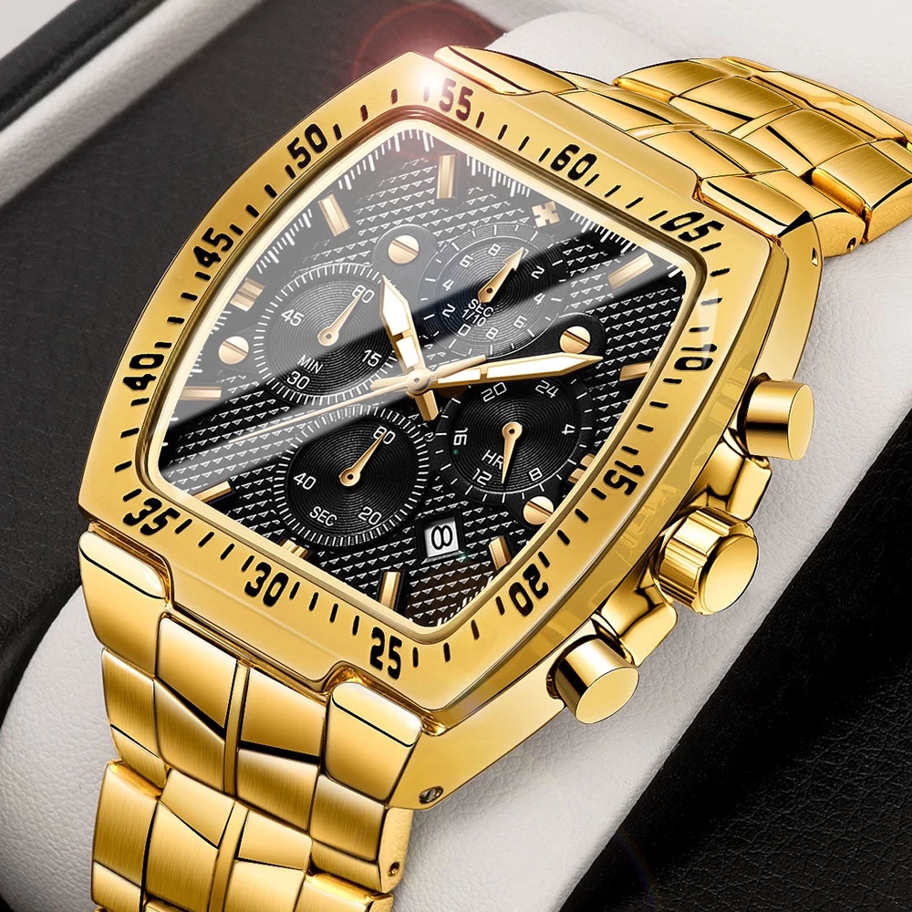 Wwoor Luxury Square Watch Men Military Steel Gold Black Quartz ...