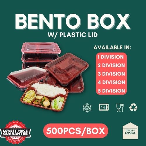 BENTO BOX TRAY W/ PLASTIC LID [500 PCS] 1 | 2 | 3 | 4 | 5 COMPARTMENTS ...