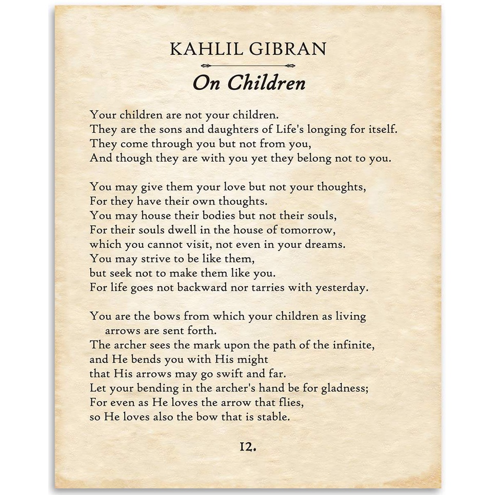 Kahlil Gibran On Childrentypography Book Page Print Great Gift For