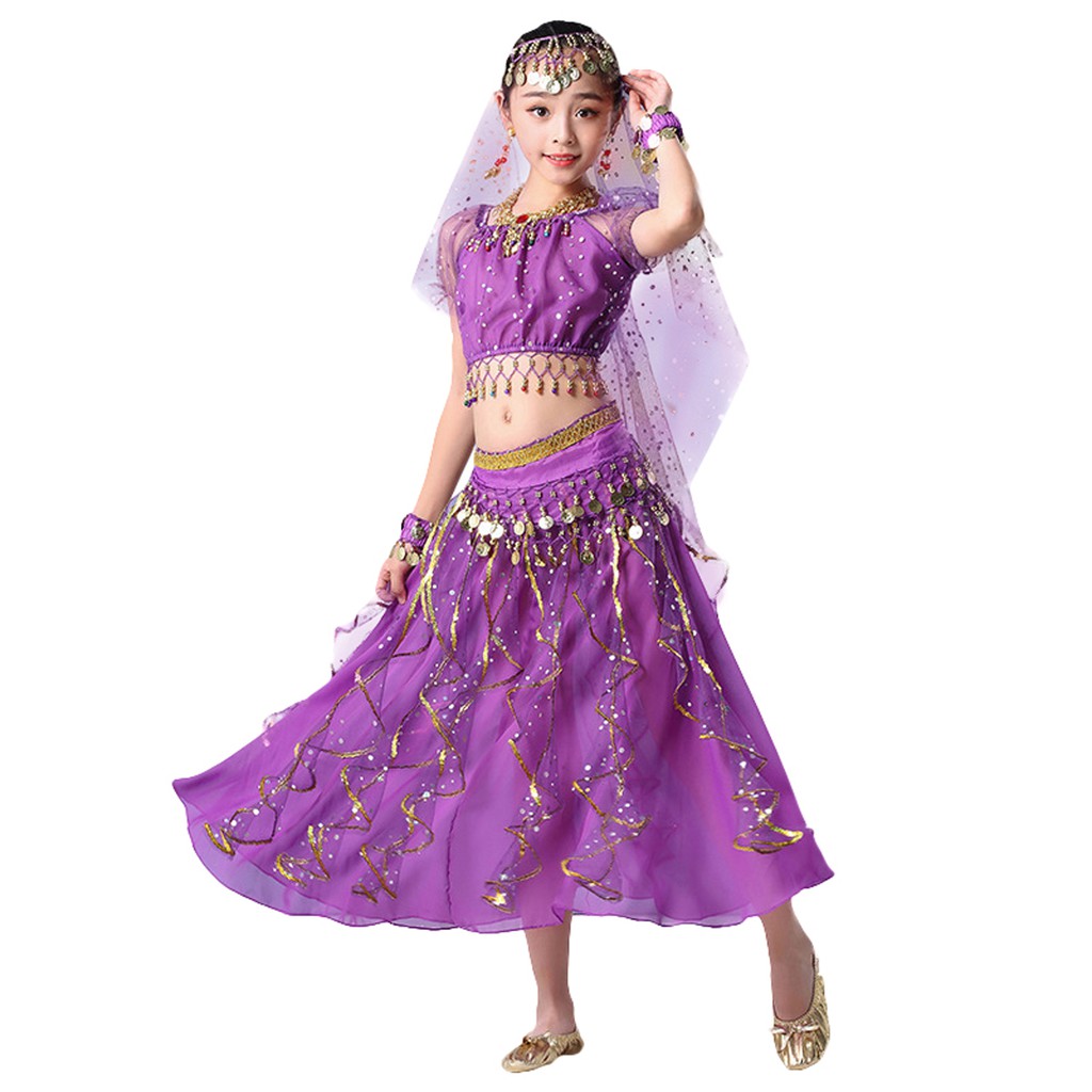 Lolanta 7 Pcs Kids Girls Belly Dance Costume Halloween Cosplay Outfit ...