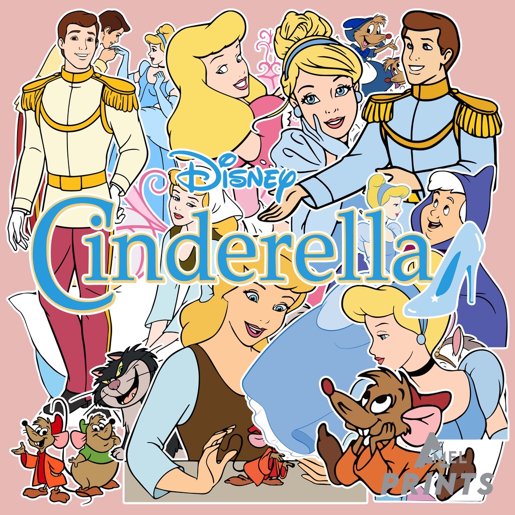 50 PCS Cinderella Disney Princess Cinderella Prince Sticker Set 3CM,4 ...