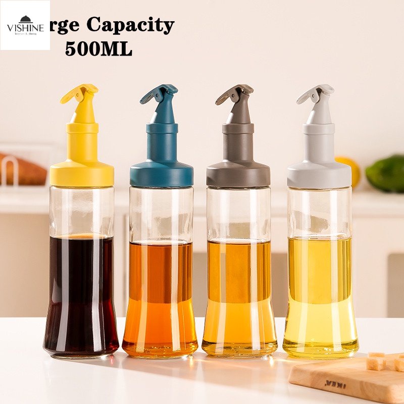 500ML/480ML Circle Seasoning Oil Bottle Glass Oil Dispenser Sesame Oil