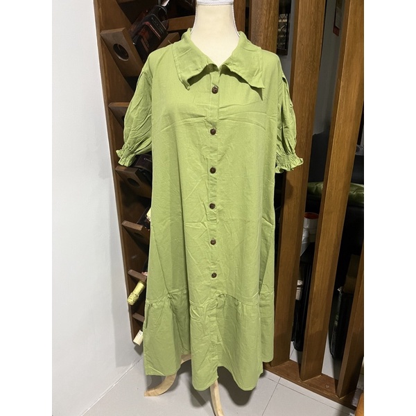 Myla (XL-XXL) Button Puffed Sleeves Dress (PLUS SIZE) | Shopee Philippines