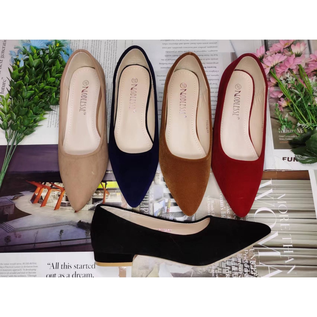 Korean Pointed Toe Office Work Block Heels Shoes(suede 1.3inch ...