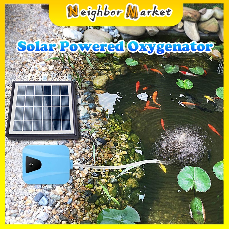 2L/min Solar Powered DC Charging Oxygenator Water Oxygen Pump Pond ...