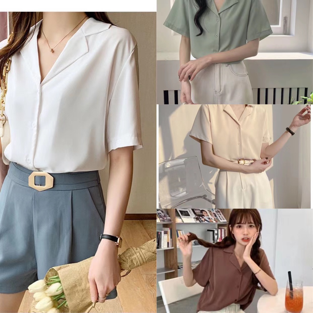 【24H Delivery】Vintage Turn Down Collar Blouse For Women Casual Chiffon ...